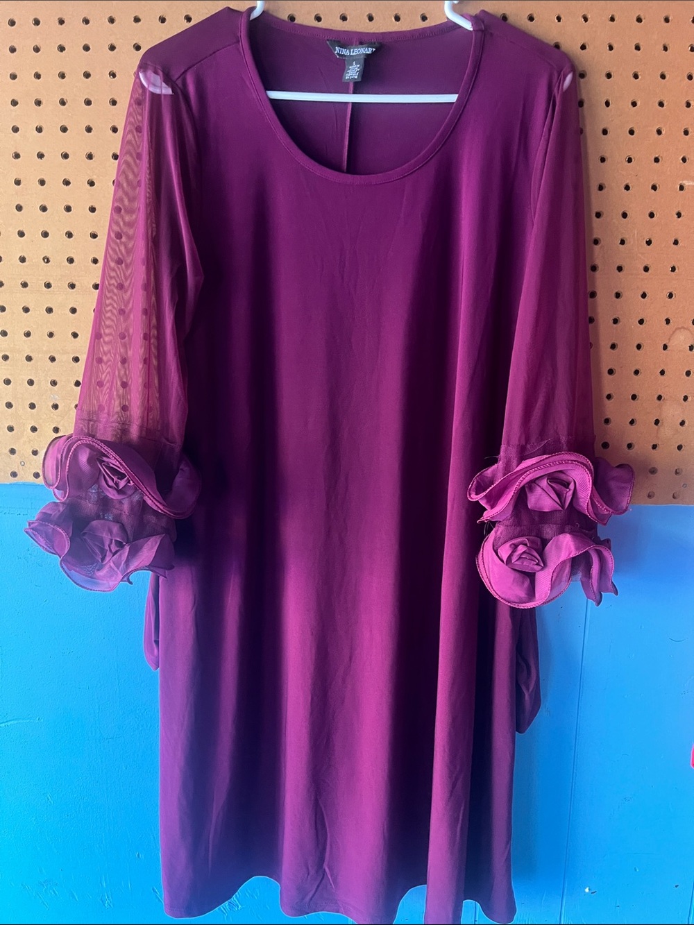 Ava & Viv Plum Ruffle Sleeve Shift Dress